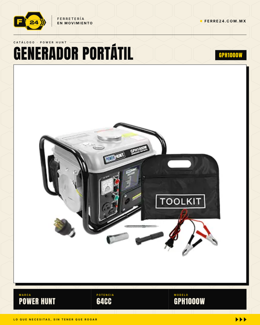 Generador Portátil Power Hunt 1000W — 6 Horas de Autonomía · sec_ferrepat_001