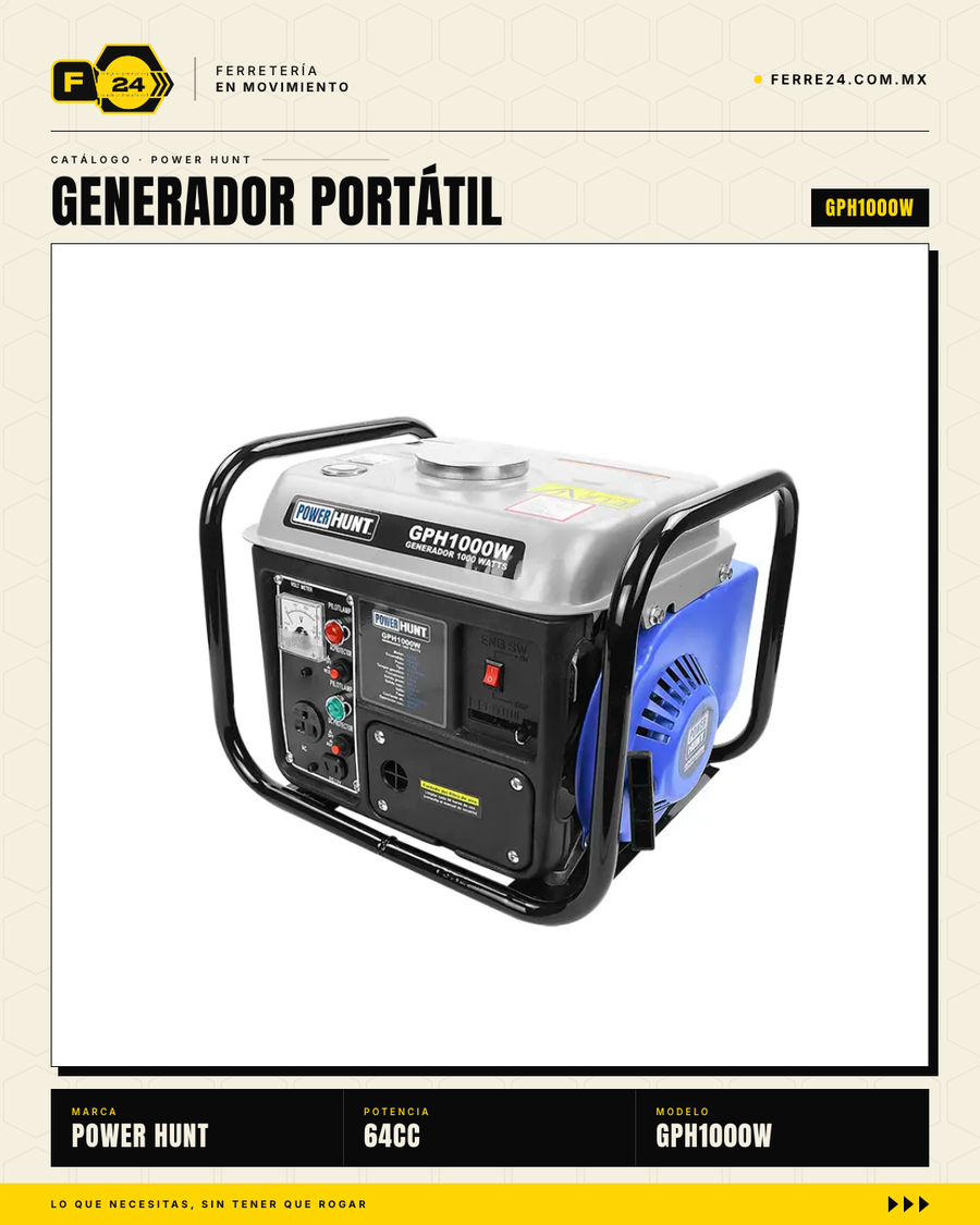 Generador Portátil Power Hunt 1000W — 6 Horas de Autonomía · sec_ferrepat_002
