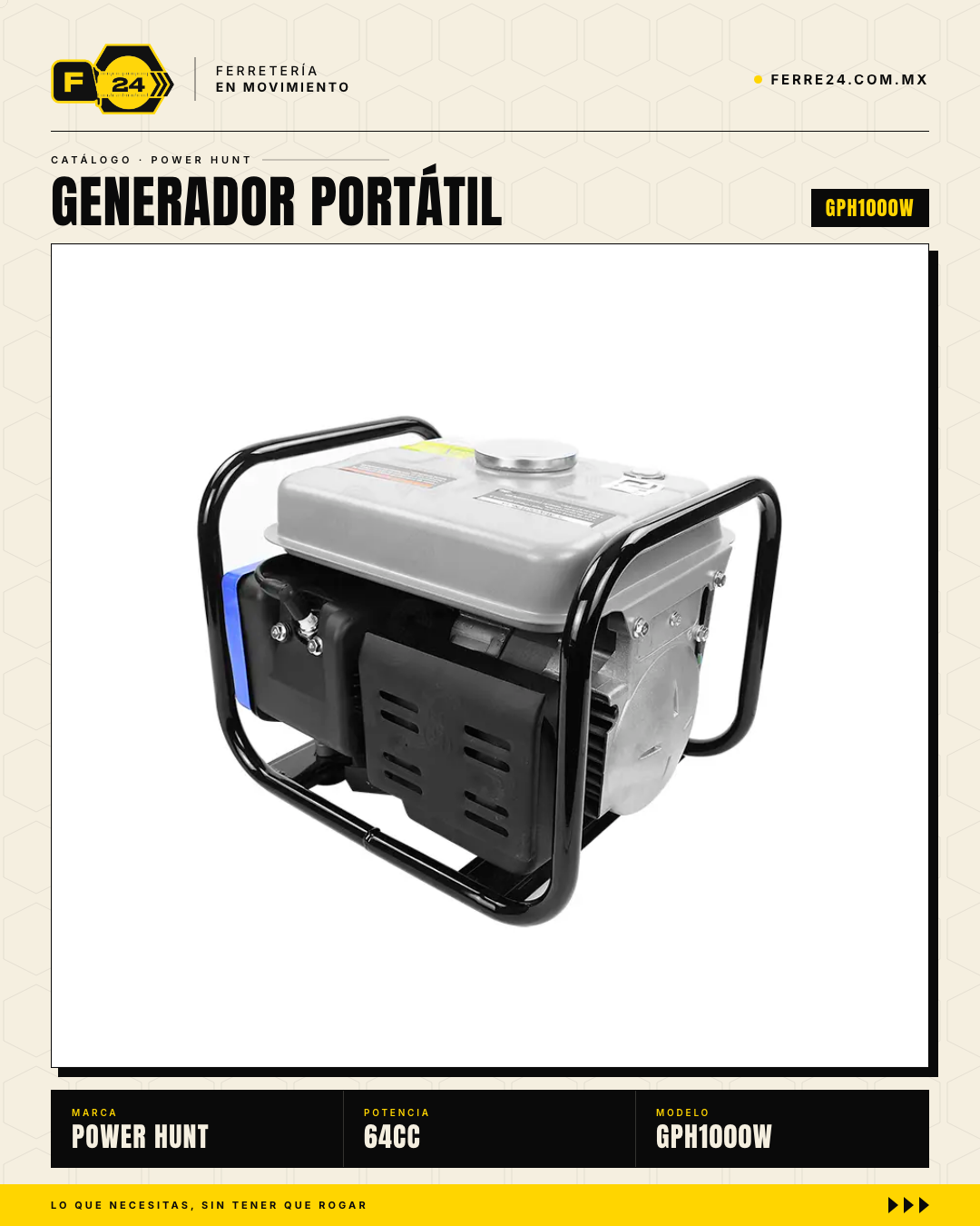 Generador Portátil Power Hunt 1000W — 6 Horas de Autonomía · sec_ferrepat_004