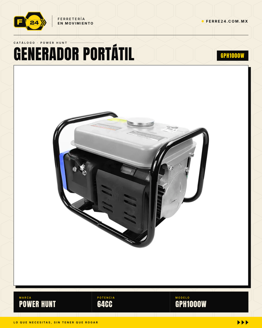Generador Portátil Power Hunt 1000W — 6 Horas de Autonomía · sec_ferrepat_004