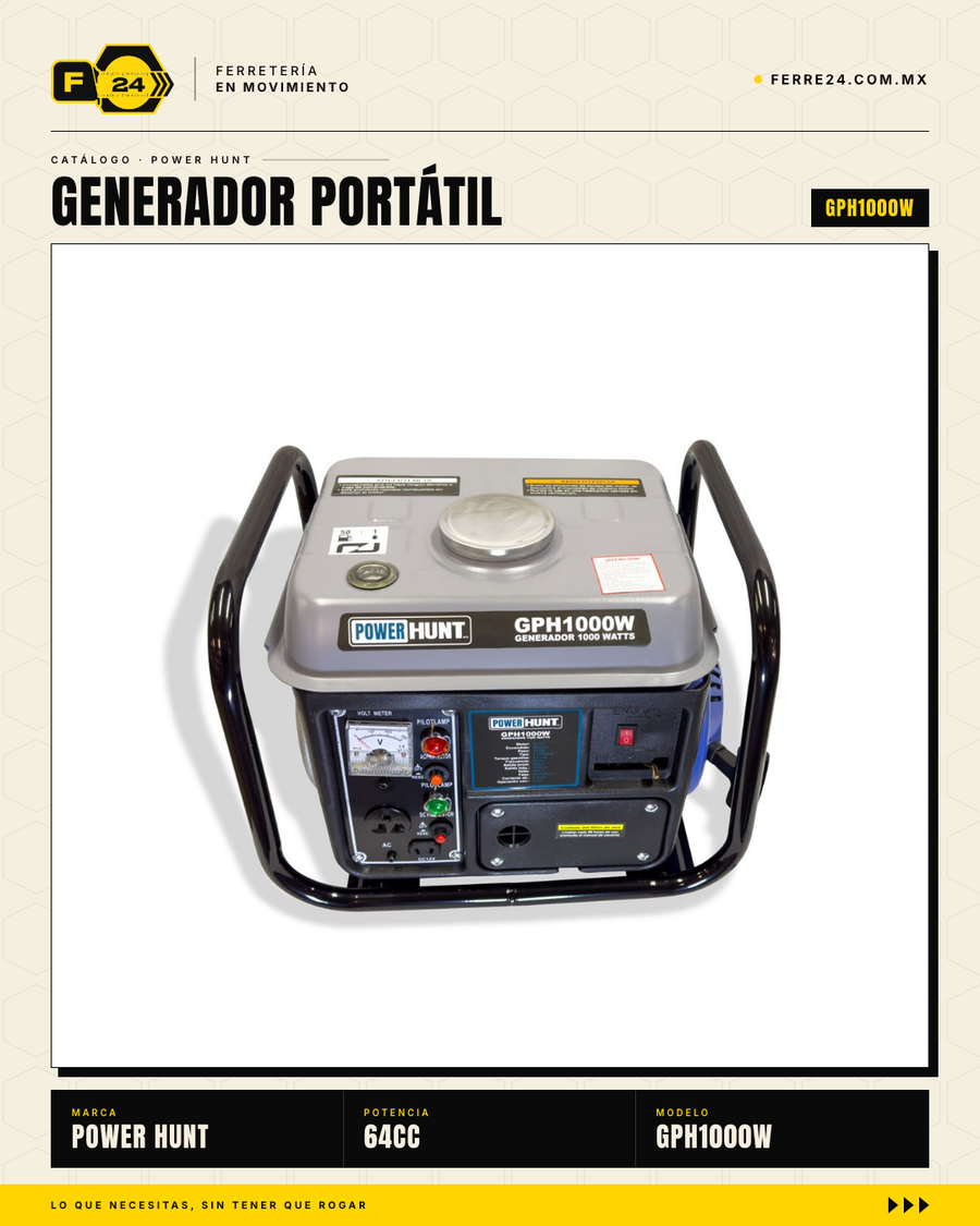 Generador Portátil Power Hunt 1000W — 6 Horas de Autonomía · sec_procam_005