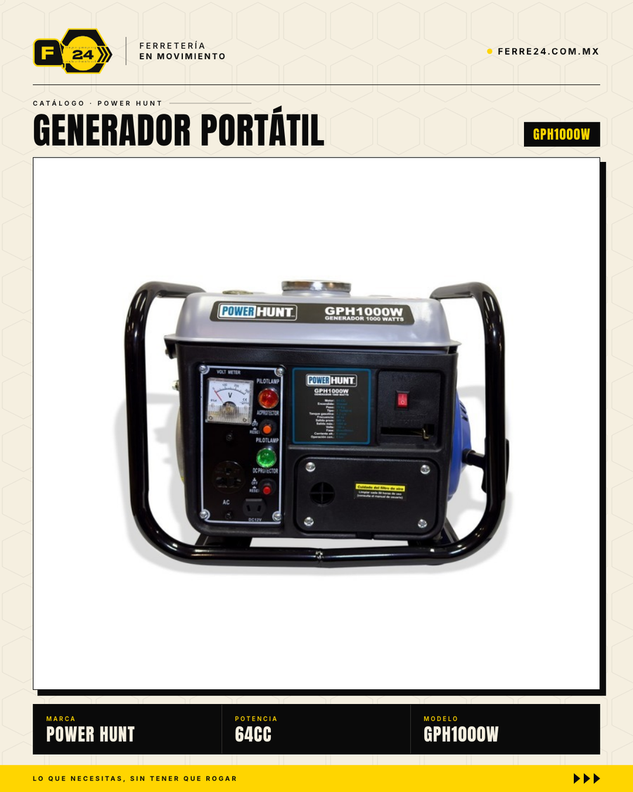 Generador Portátil Power Hunt 1000W — 6 Horas de Autonomía · sec_sc_001