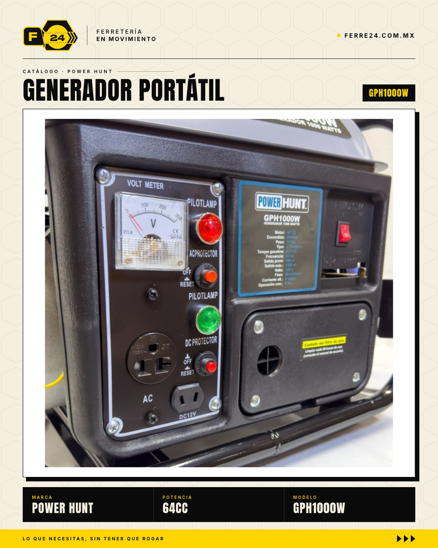 Generador Portátil Power Hunt 1000W — 6 Horas de Autonomía · sec_sc_002