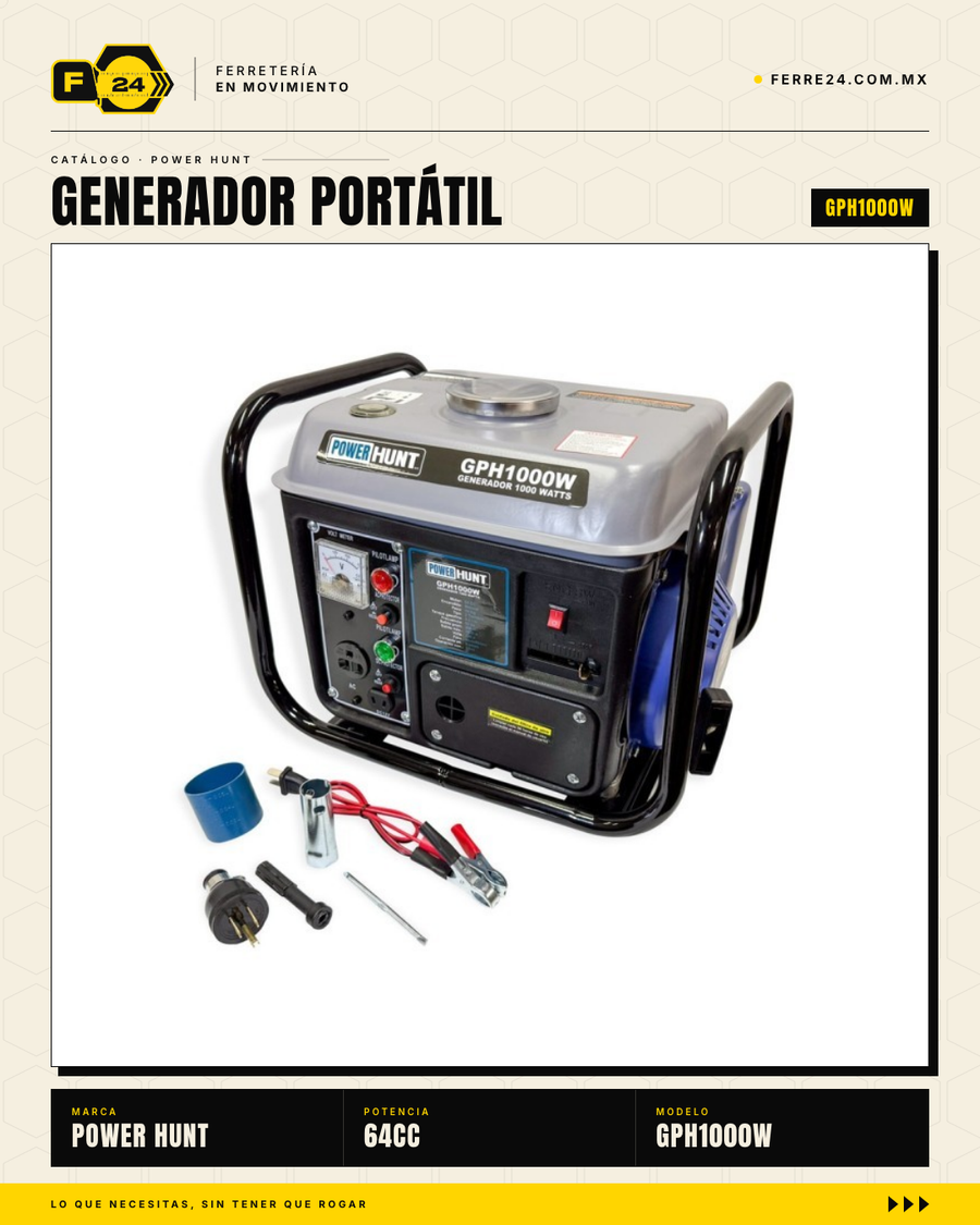 Generador Portátil Power Hunt 1000W — 6 Horas de Autonomía · sec_sc_004