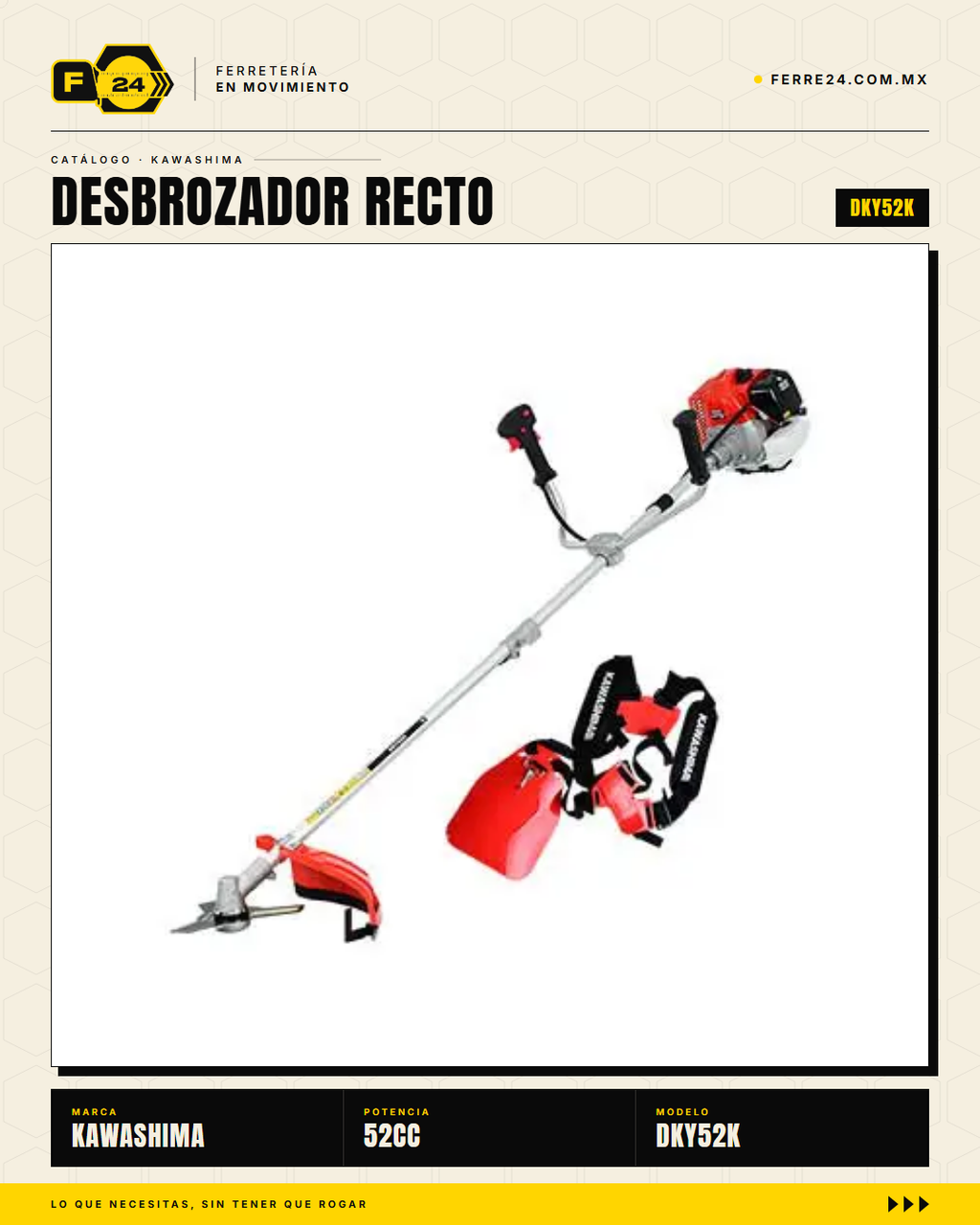 Desbrozador Kawashima DKY52K — recto, 52 cc, kit completo · secundaria_001