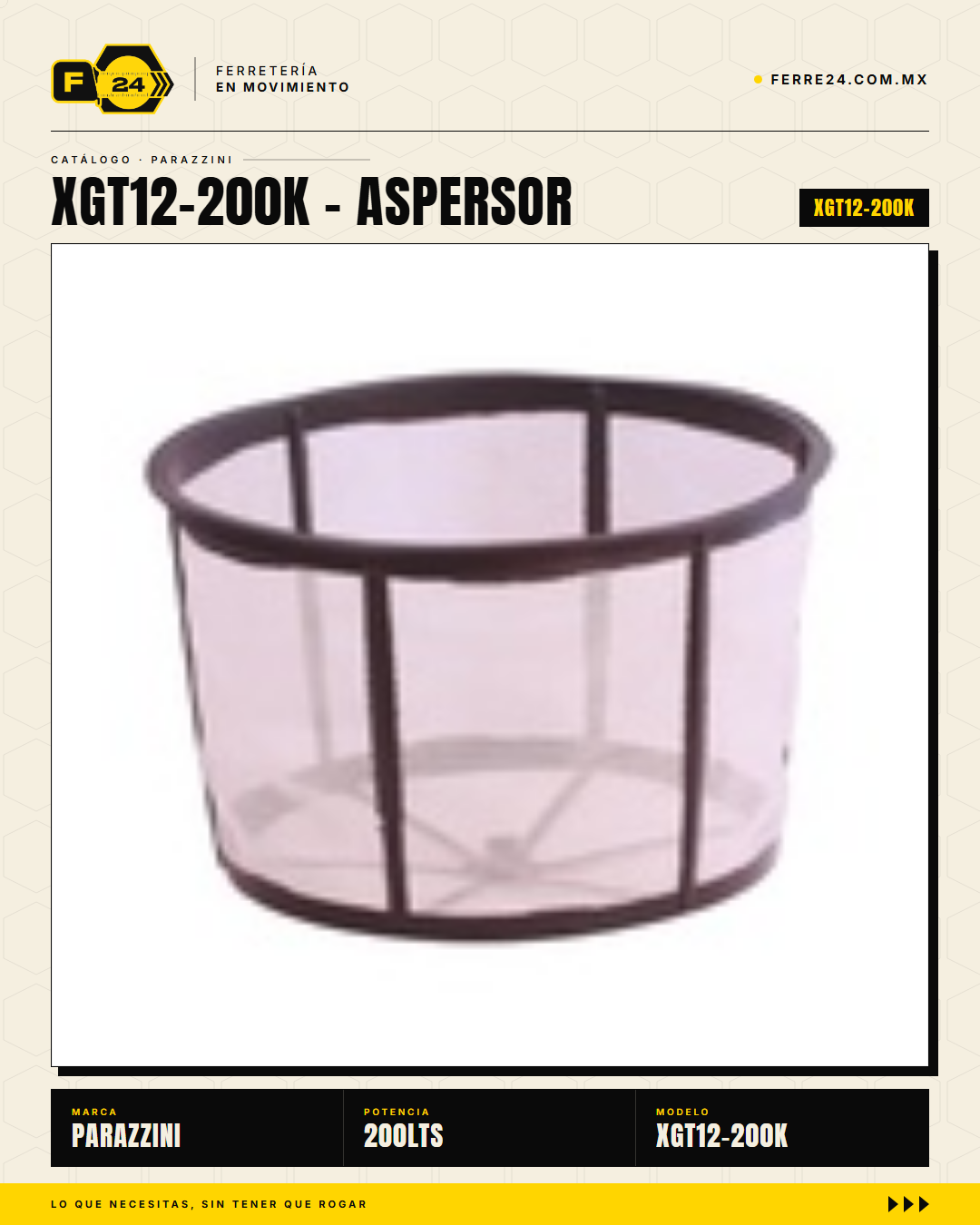 Kit Aspersor Parazzini 200 L, Aguijón 28" y Motor 35 HP · secundaria_004_coladera