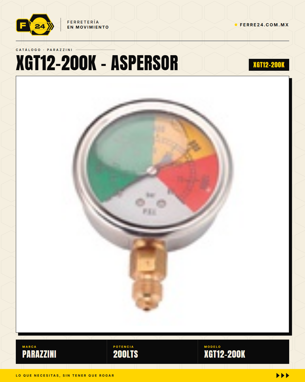 Kit Aspersor Parazzini 200 L, Aguijón 28" y Motor 35 HP · secundaria_005_medidor_presion