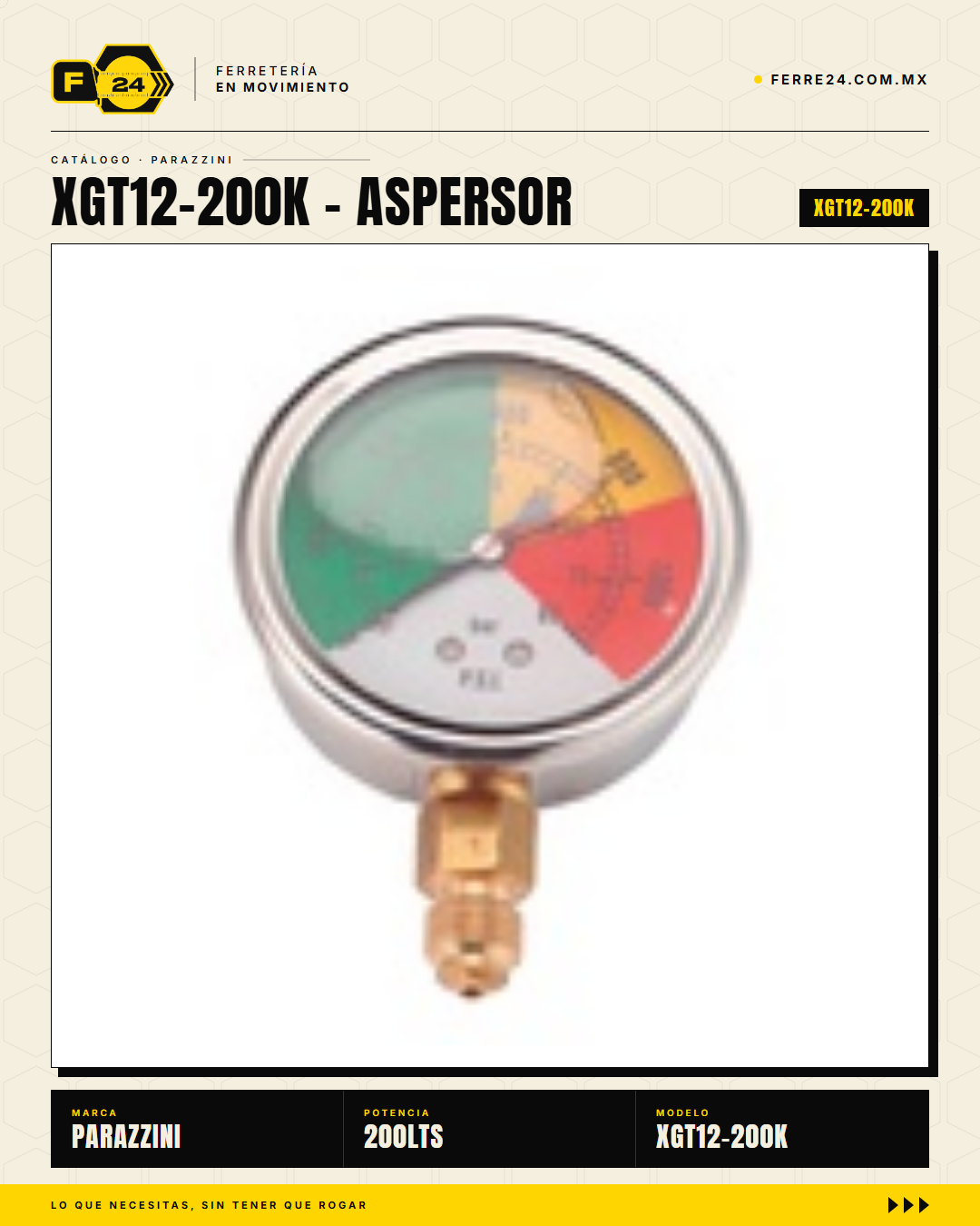 Kit Aspersor Parazzini 200 L, Aguijón 28" y Motor 35 HP · secundaria_005_medidor_presion