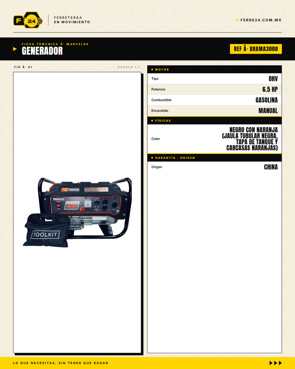 Generador Ultra Fox BRAMA3000 — ficha técnica
