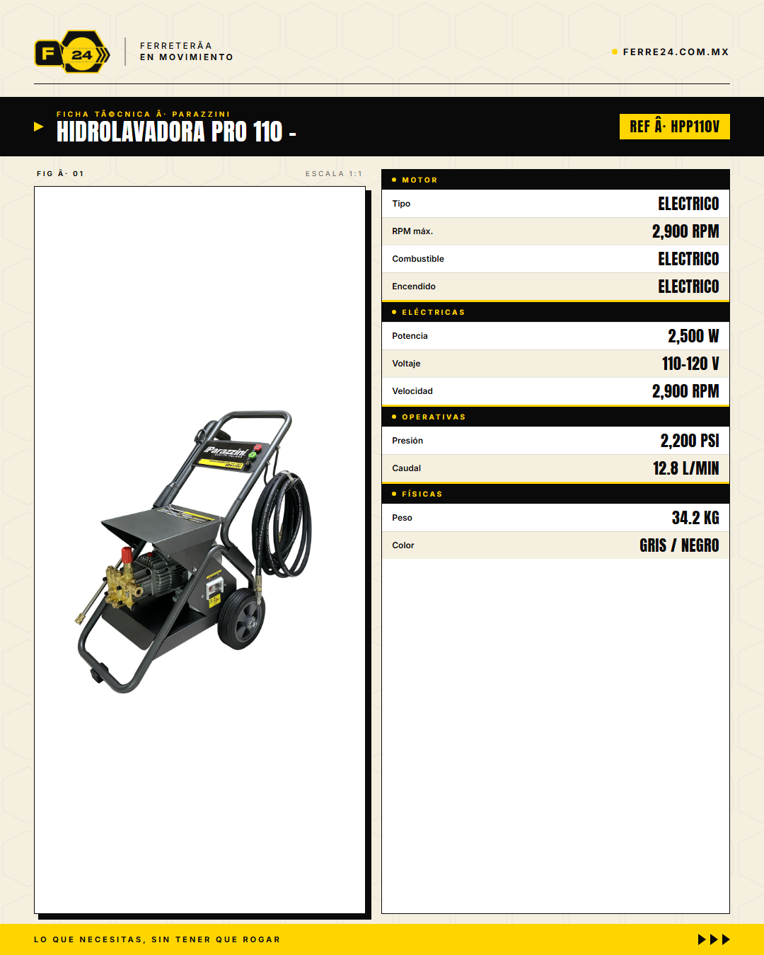 Parazzini HPP110V — ficha técnica
