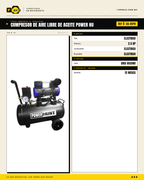 Compresor Power Hunt 25L — ficha técnica