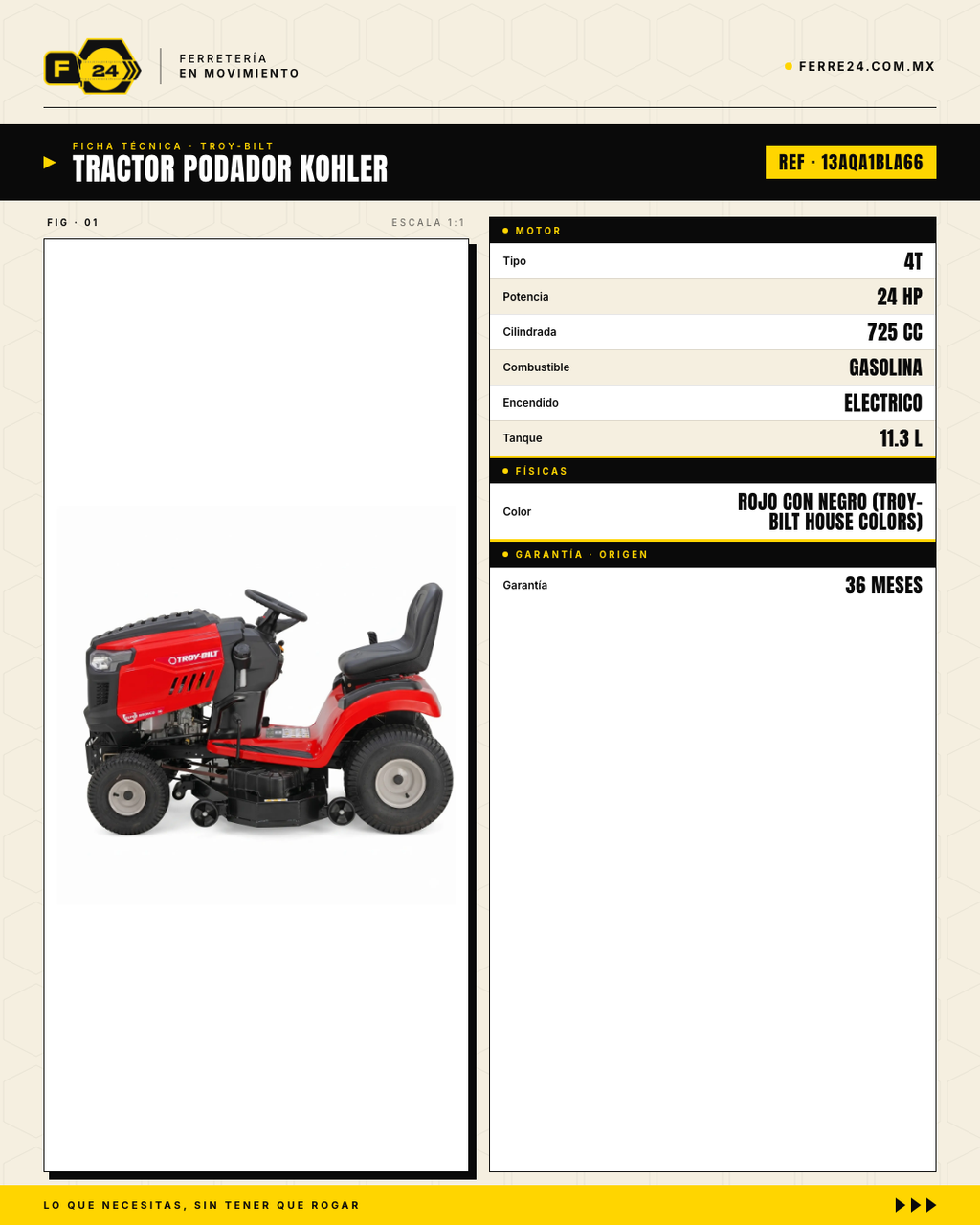Tractor Podador Troy-Bilt Super Bronco 50" — Motor Kohler 725cc · specs
