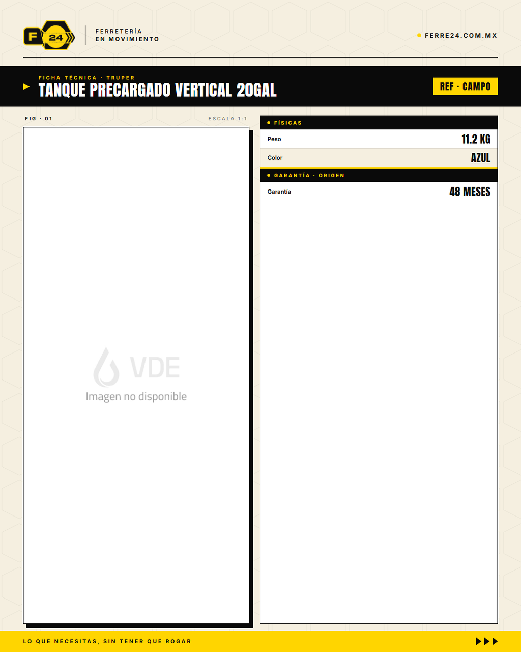 Tanque precargado vertical AQUA PAK XLB20 — 20 galones, 130 psi, garantía 4 años · specs