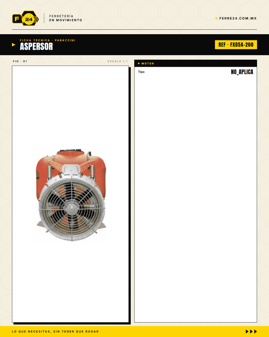 Aspersor Turbina Parazzini 200 L — Kit Completo para Tractor 25 HP · specs