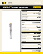 Motobomba Sumergible TORNADO SLIM 1 HP - Pozo Profundo hasta 98 m · specs