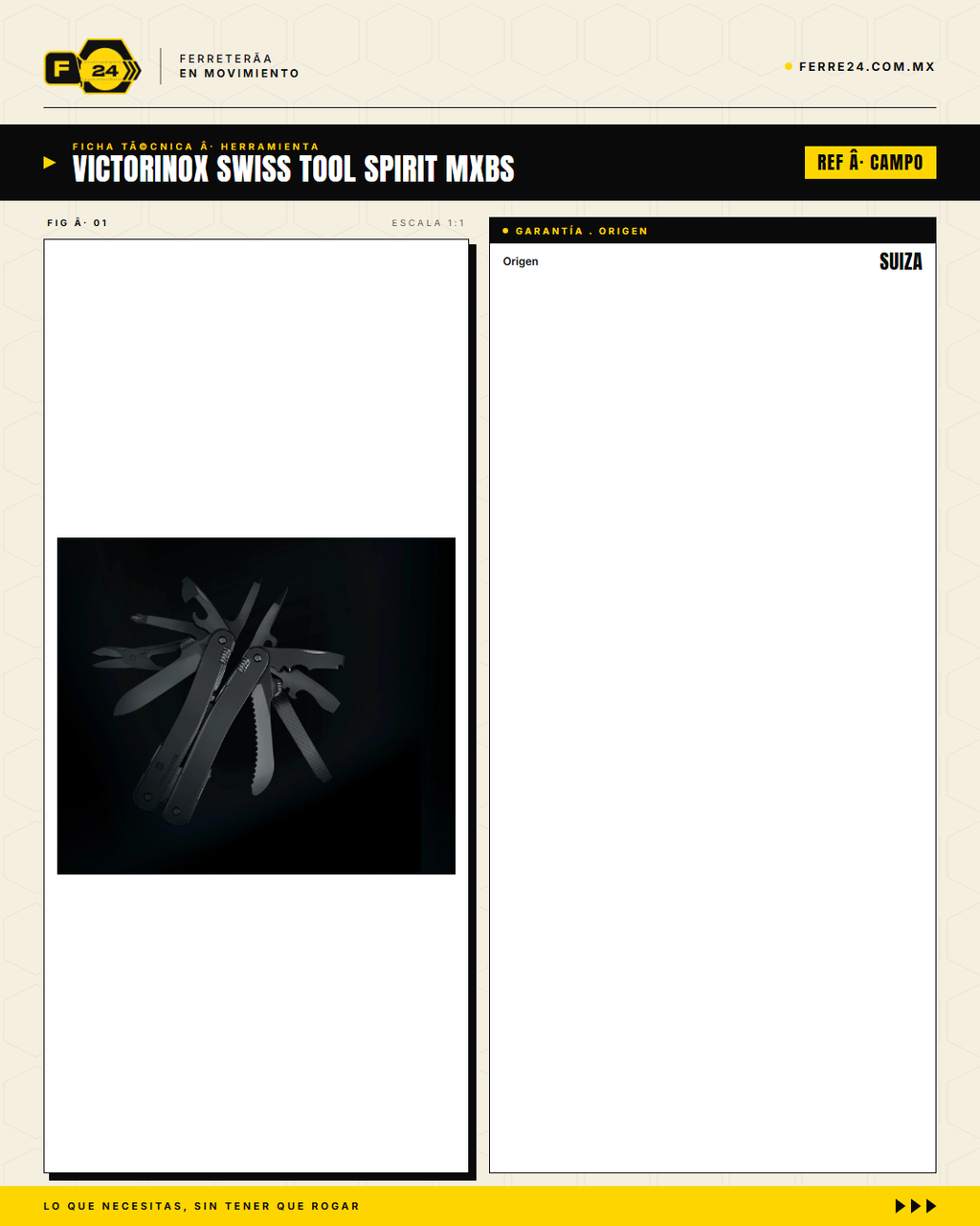 Victorinox Swiss Tool Spirit MXBS — Multitool 24 Funciones con Estuche — ficha técnica