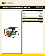 Parihuela Alta Presión — 6 MPa, 15 m de Alcance, 23 kg · specs