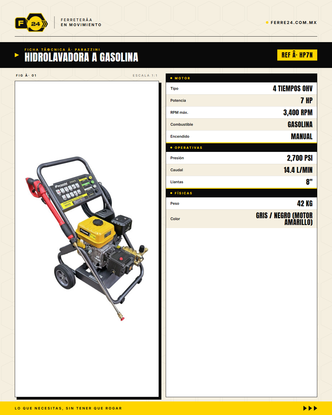 Hidrolavadora Parazzini HP7N — ficha técnica