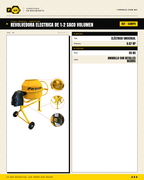 Revolvedora Eléctrica Parazzini 180 L — 650W, 110V, 1/2 Saco · specs
