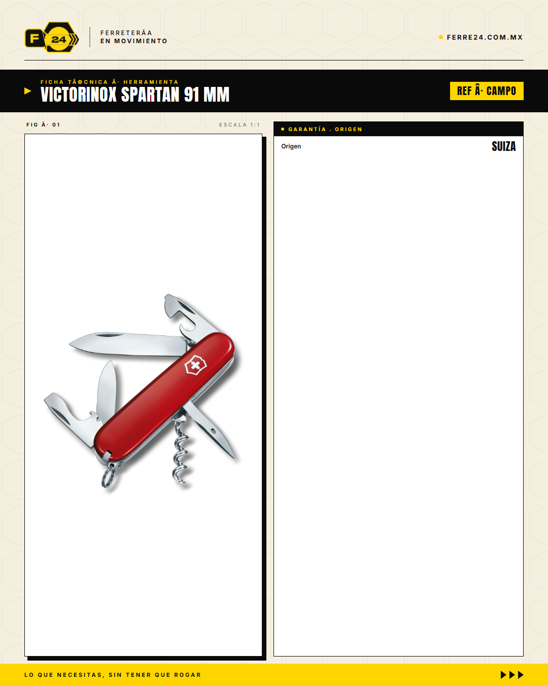 Victorinox Spartan 91mm Rojo — Navaja 16 Funciones — ficha técnica