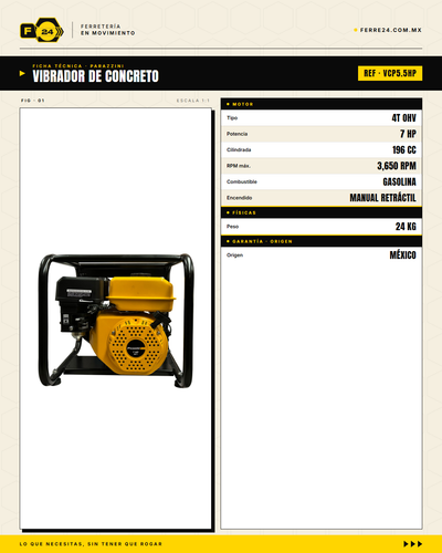 Vibrador de Concreto Parazzini 7 HP a Gasolina — VCP5.5HP